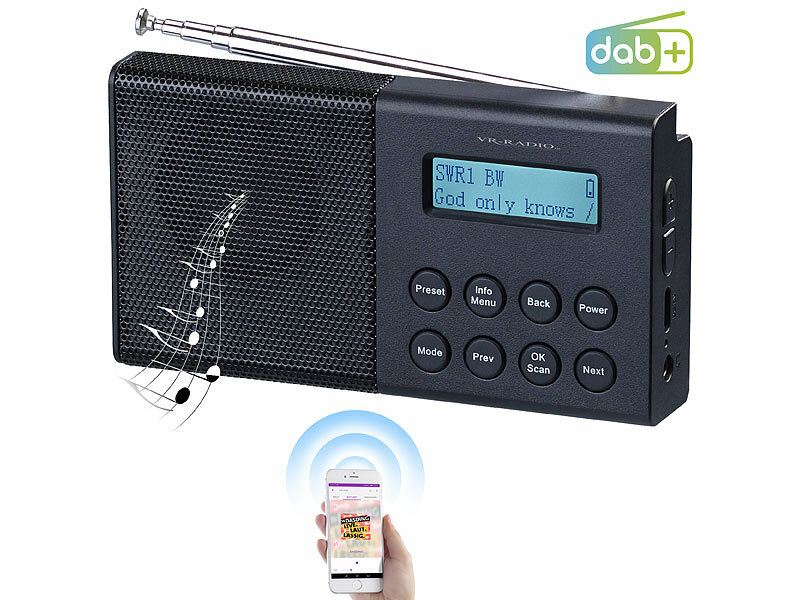 VR-Radio Digitales DAB+/FM-Taschenradio mit Bluetooth 5, Wecker, Display,  RDS